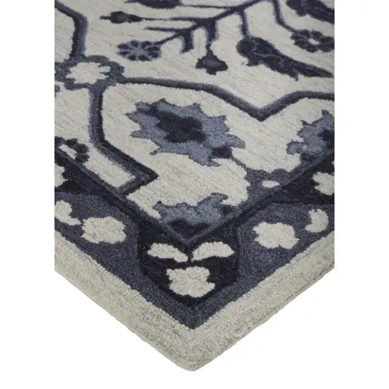 Taupe And Gray Wool Floral Tufted Handmade Stain Resistant Area Rug Photo 4