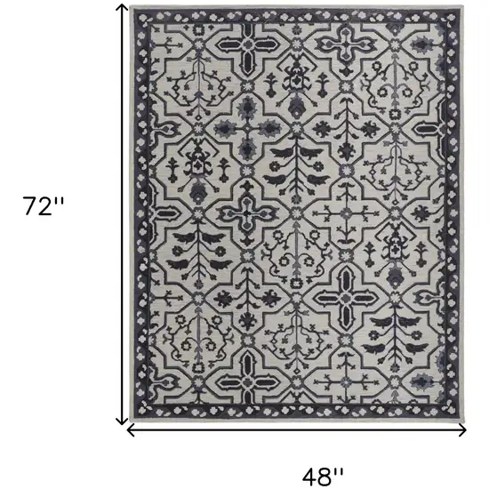 Taupe And Gray Wool Floral Tufted Handmade Stain Resistant Area Rug Photo 10