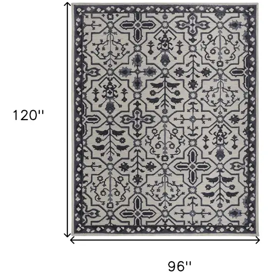 Taupe And Gray Wool Floral Tufted Handmade Stain Resistant Area Rug Photo 10