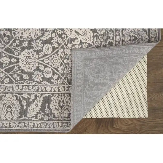 Taupe And Ivory Floral Power Loom Area Rug Photo 5