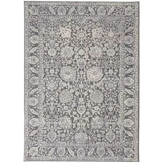 Taupe And Ivory Floral Power Loom Area Rug Photo 1