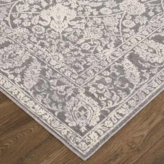 Taupe And Ivory Floral Power Loom Area Rug Photo 3