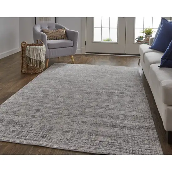 Taupe And Ivory Plaid Power Loom Distressed Stain Resistant Area Rug Photo 7