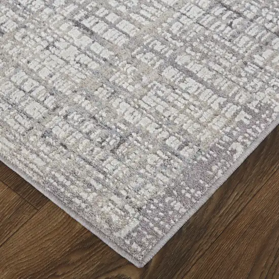 Taupe And Ivory Plaid Power Loom Distressed Stain Resistant Area Rug Photo 4