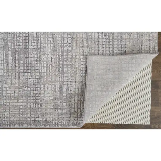 Taupe And Ivory Plaid Power Loom Distressed Stain Resistant Area Rug Photo 4