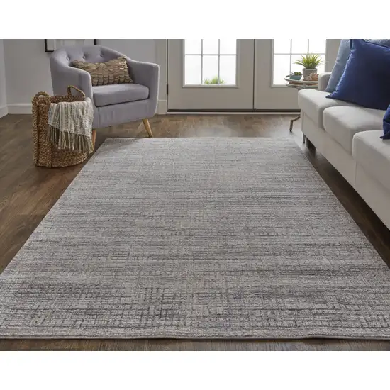 Taupe And Ivory Plaid Power Loom Distressed Stain Resistant Area Rug Photo 7