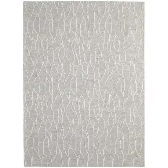 Taupe And Ivory Wool Abstract Tufted Handmade Stain Resistant Area Rug Photo 2