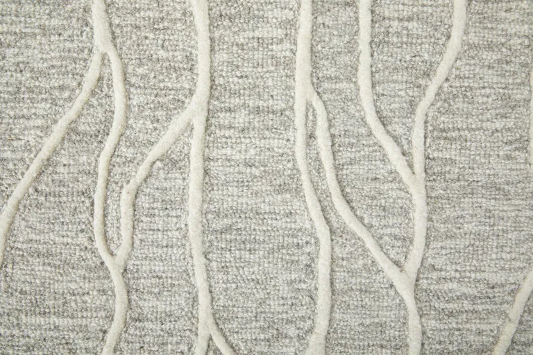 Taupe And Ivory Wool Abstract Tufted Handmade Stain Resistant Area Rug Photo 3