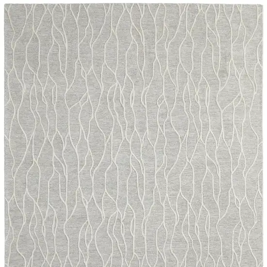 Taupe And Ivory Wool Abstract Tufted Handmade Stain Resistant Area Rug Photo 4