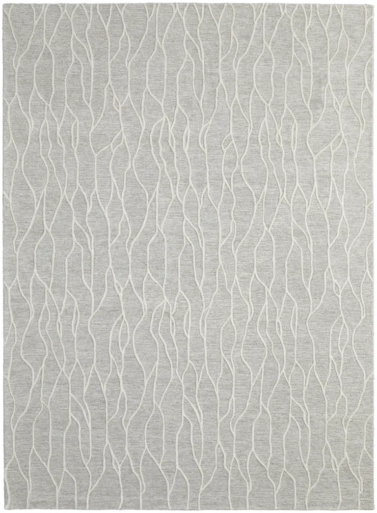 Taupe And Ivory Wool Abstract Tufted Handmade Stain Resistant Area Rug Photo 1