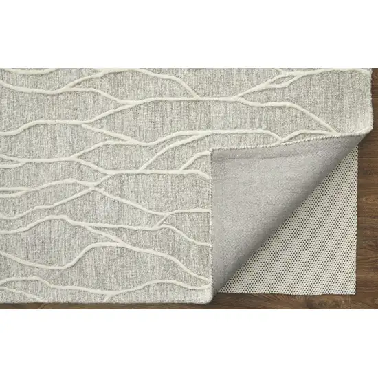 Taupe And Ivory Wool Abstract Tufted Handmade Stain Resistant Area Rug Photo 4