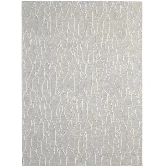 Taupe And Ivory Wool Abstract Tufted Handmade Stain Resistant Area Rug Photo 2