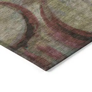 Photo of Taupe Beige And Blush Geometric Washable Indoor Outdoor Area Rug