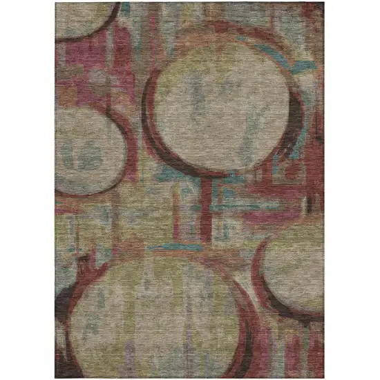 Taupe Beige And Blush Geometric Washable Indoor Outdoor Area Rug Photo 8