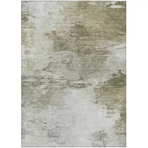 Photo of Taupe Beige And Brown Abstract Washable Indoor Outdoor Area Rug