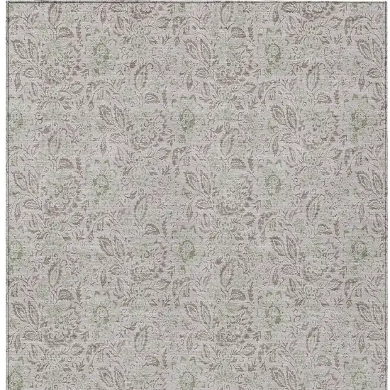 Taupe Beige And Brown Floral Washable Indoor Outdoor Area Rug Photo 5