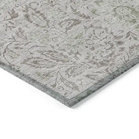 Taupe Beige And Brown Floral Washable Indoor Outdoor Area Rug Photo 4