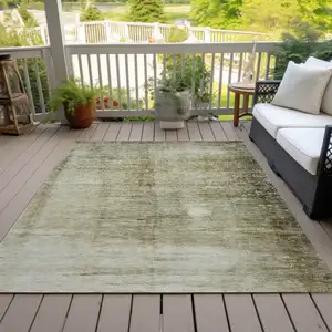 Photo of Taupe Beige And Chocolate Abstract Washable Indoor Outdoor Area Rug