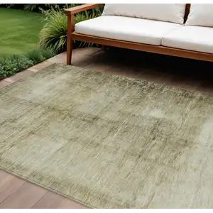 Photo of Taupe Beige And Chocolate Abstract Washable Indoor Outdoor Area Rug