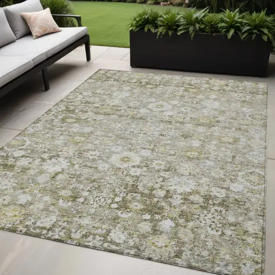 Taupe Beige And Gold Oriental Washable Indoor Outdoor Area Rug Photo 1