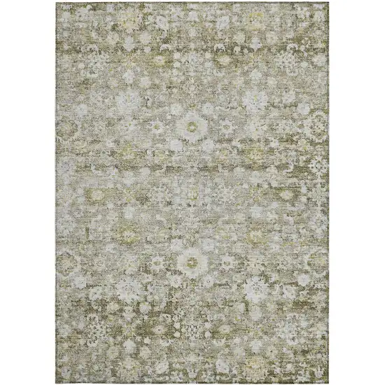 Taupe Beige And Gold Oriental Washable Indoor Outdoor Area Rug Photo 5