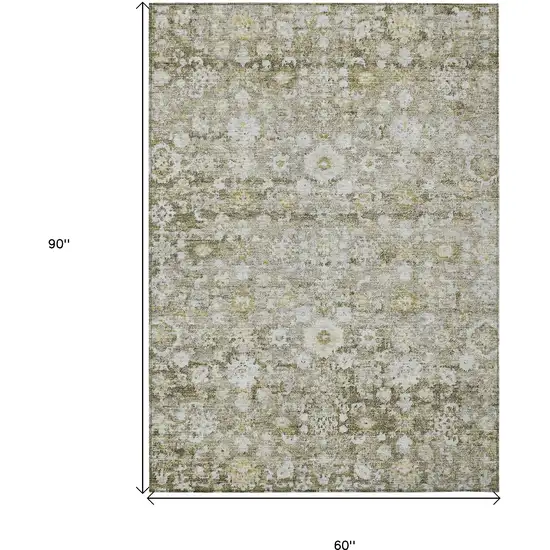 Taupe Beige And Gold Oriental Washable Indoor Outdoor Area Rug Photo 3