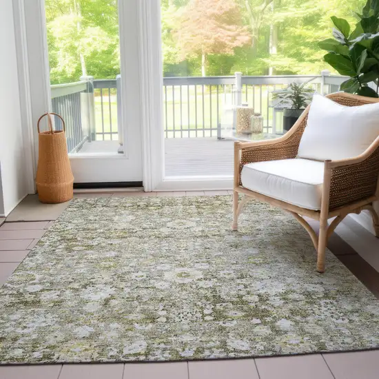 Taupe Beige And Gold Oriental Washable Indoor Outdoor Area Rug Photo 9