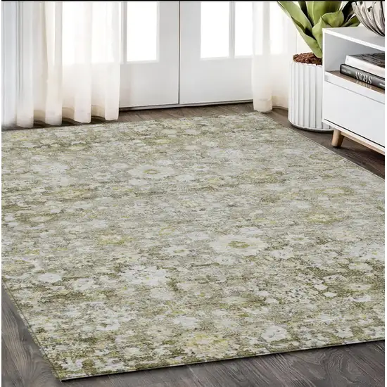 Taupe Beige And Gold Oriental Washable Indoor Outdoor Area Rug Photo 7