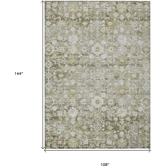 Taupe Beige And Gold Oriental Washable Indoor Outdoor Area Rug Photo 3