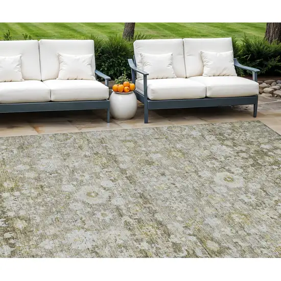 Taupe Beige And Gold Oriental Washable Indoor Outdoor Area Rug Photo 1