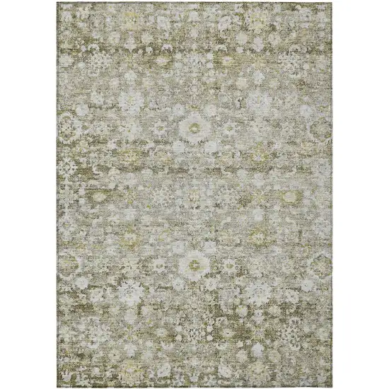 Taupe Beige And Gold Oriental Washable Indoor Outdoor Area Rug Photo 2