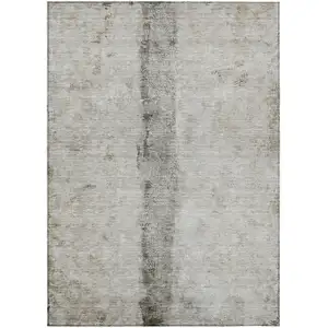 Photo of Taupe Beige And Gray Abstract Washable Indoor Outdoor Area Rug