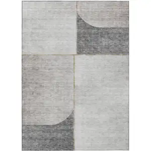 Photo of Taupe Beige And Gray Abstract Washable Indoor Outdoor Area Rug