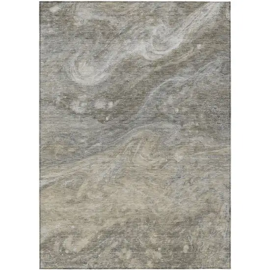 Taupe Beige And Ivory Abstract Washable Indoor Outdoor Area Rug Photo 2