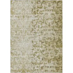 Photo of Taupe Beige And Ivory Abstract Washable Indoor Outdoor Area Rug