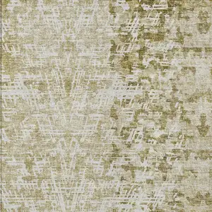 Photo of Taupe Beige And Ivory Abstract Washable Indoor Outdoor Area Rug