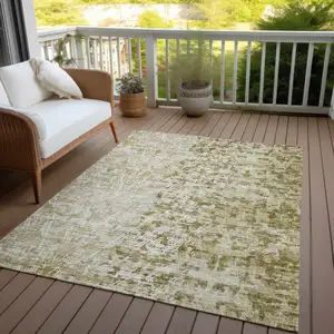 Photo of Taupe Beige And Ivory Abstract Washable Indoor Outdoor Area Rug