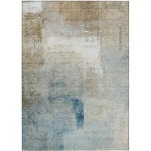 Photo of Taupe Beige And Ivory Abstract Washable Indoor Outdoor Area Rug