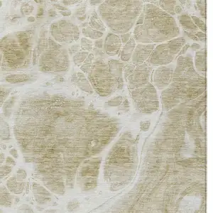 Photo of Taupe Beige And Ivory Nautical Washable Indoor Outdoor Area Rug