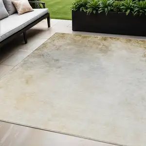 Photo of Taupe Beige And Ivory Ombre Washable Indoor Outdoor Area Rug