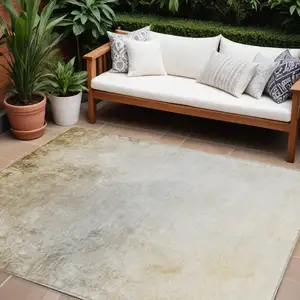 Photo of Taupe Beige And Ivory Ombre Washable Indoor Outdoor Area Rug