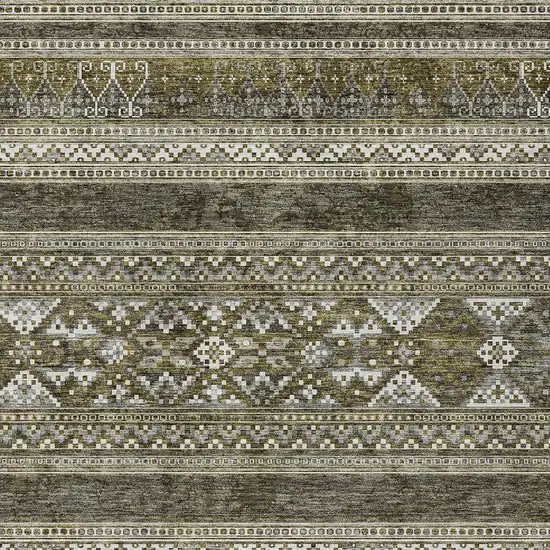 Taupe Beige And Ivory Southwestern Washable Indoor Outdoor Area Rug Photo 4