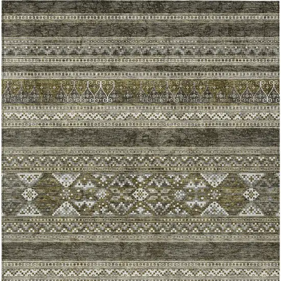 Taupe Beige And Ivory Southwestern Washable Indoor Outdoor Area Rug Photo 5