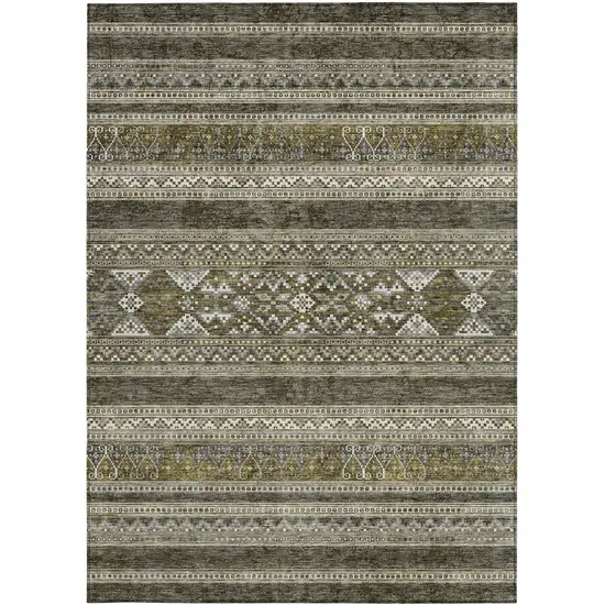 Taupe Beige And Ivory Southwestern Washable Indoor Outdoor Area Rug Photo 5