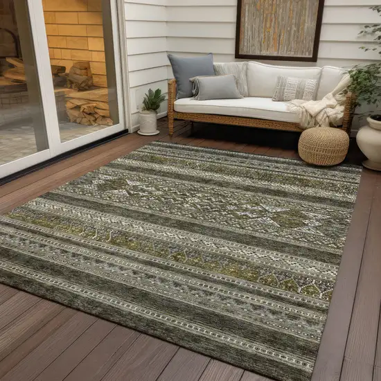 Taupe Beige And Ivory Southwestern Washable Indoor Outdoor Area Rug Photo 7