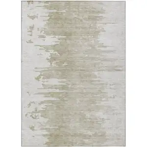 Photo of Taupe Beige And Tan Abstract Washable Indoor Outdoor Area Rug