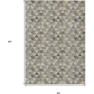 Photo of Taupe Beige And Tan Geometric Washable Indoor Outdoor Area Rug