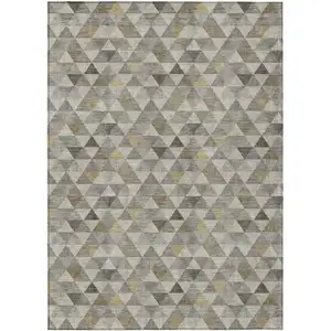 Photo of Taupe Beige And Tan Geometric Washable Indoor Outdoor Area Rug