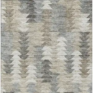 Photo of Taupe Beige And Tan Geometric Washable Indoor Outdoor Area Rug