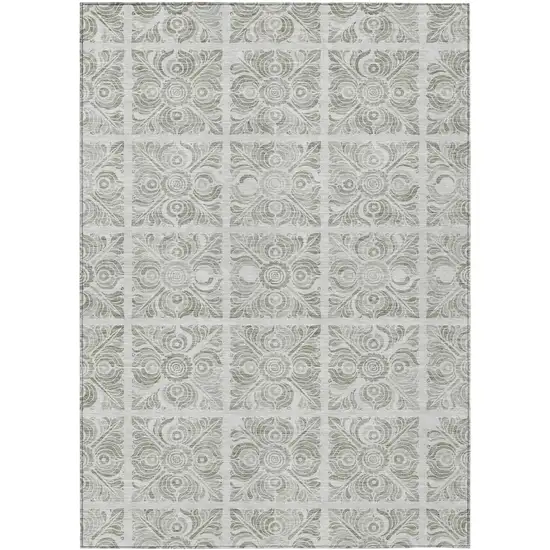 Taupe Beige And Tan Medallion Washable Indoor Outdoor Area Rug Photo 2